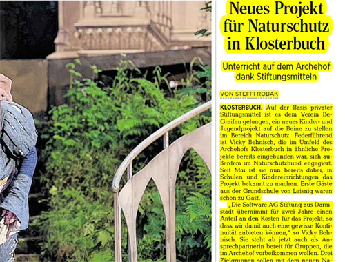 Presseartikel "Neues Projekt für Naturschutz in Klosterbuch" Presseartikel "Neues Projekt für Naturschutz in Klosterbuch"